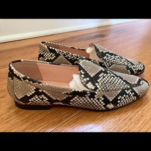 New JCrew snake embossed leather smoking slippers